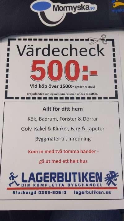 Värdecheck 500 kr för byggvaror - Övrigt till salu i Sävsjö